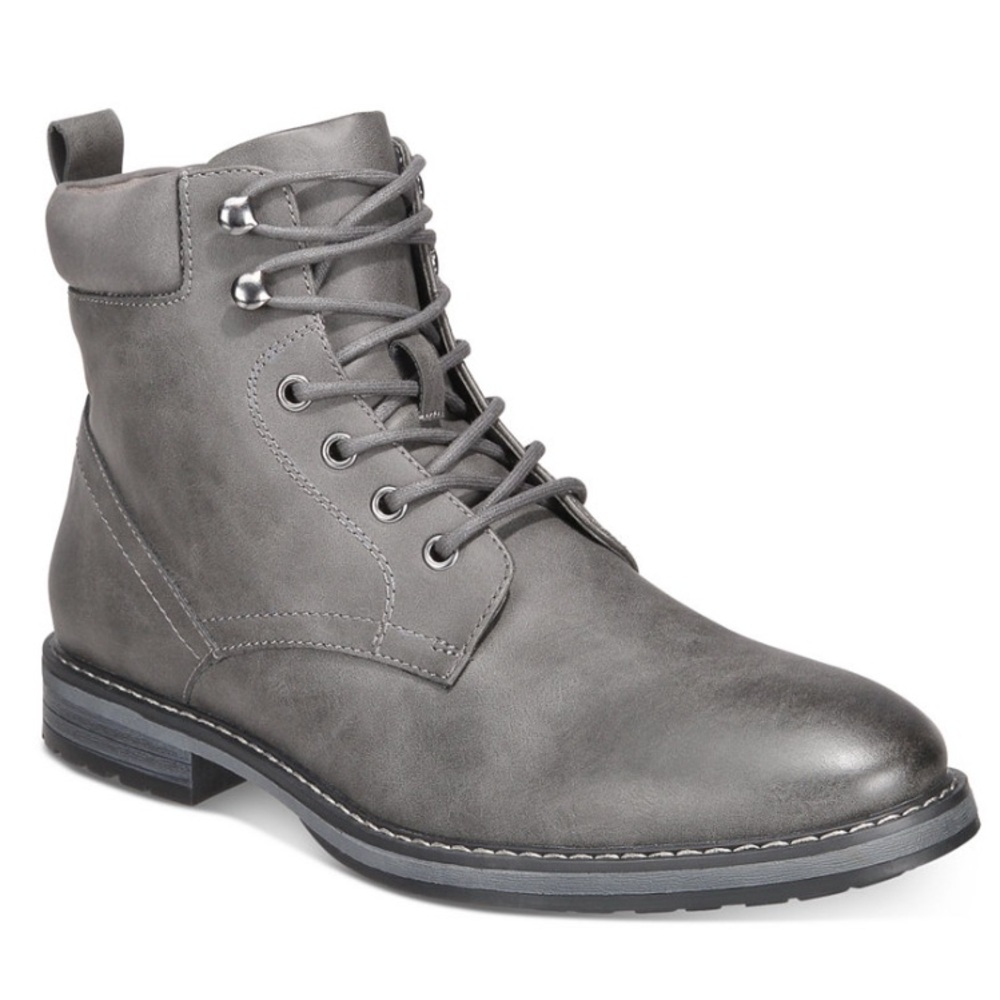 Men’s Club Room Lace-Up Dress Boots - Grey, NEW IN BOX